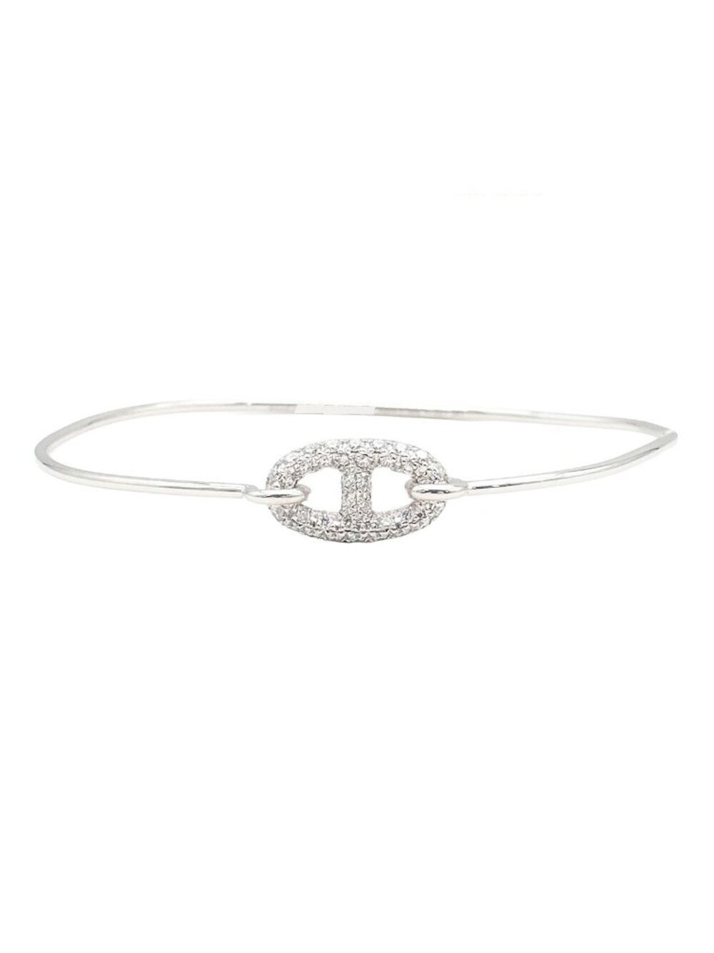 Hermes Ronde Chaine D'ancre Bangle White Gold 18k Diamond Bracelet